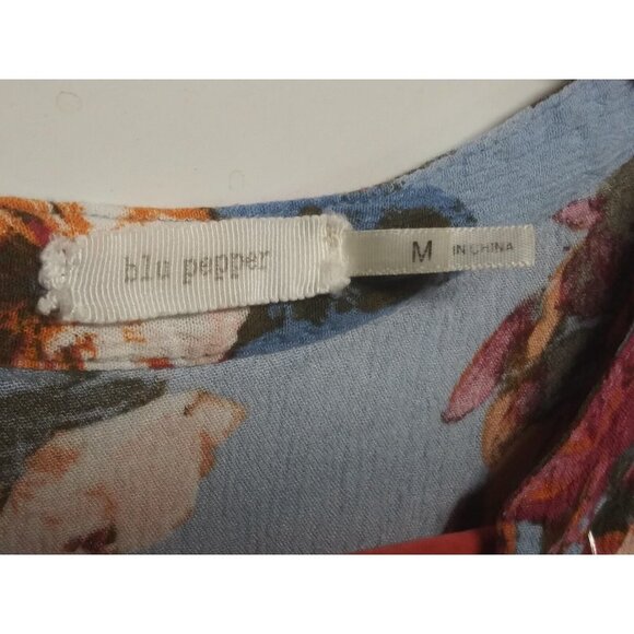 Blu Pepper Boho Tunic Top Hi Low Sz M Cottagecore peasant crochet accent relaxed - Picture 7 of 9